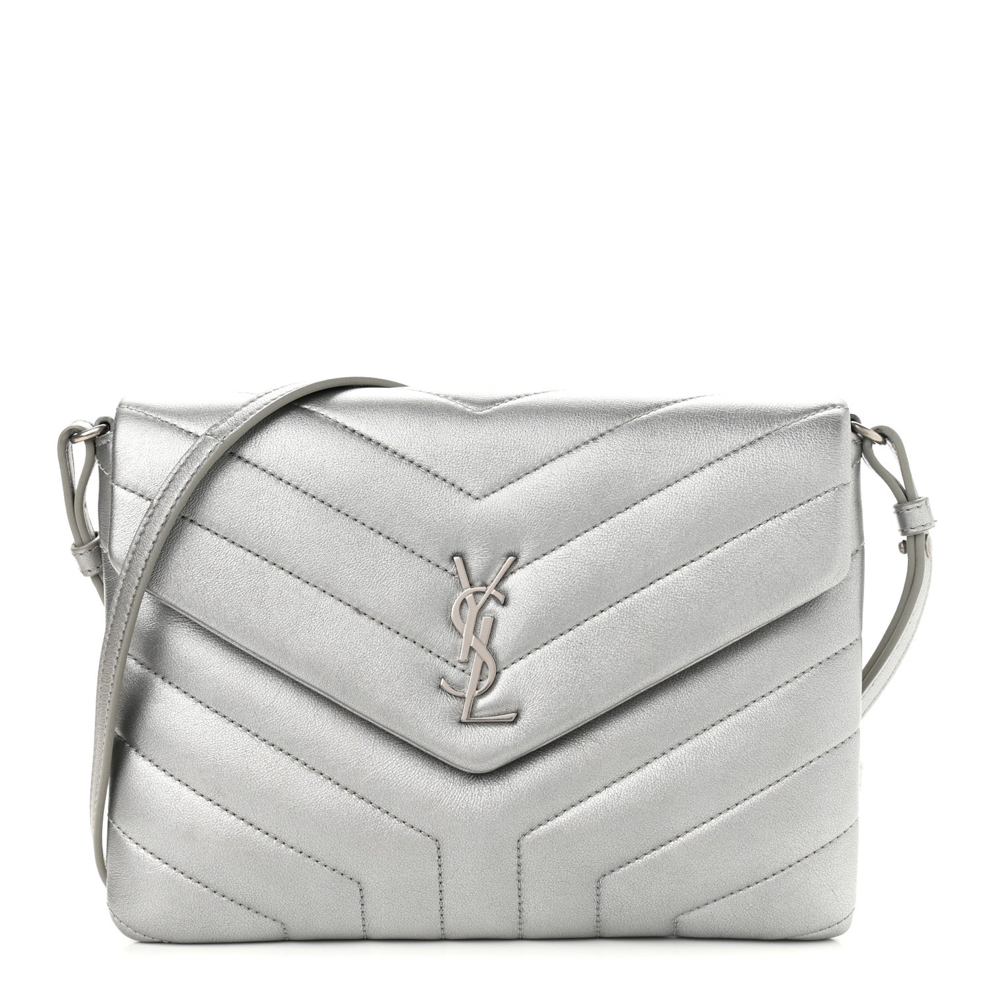 Calfskin Y Quilted Monogram Loulou Flap Bag Argento