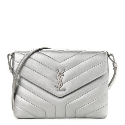 Saint Laurent Calfskin Y Quilted Monogram Loulou Flap Bag Argento 1 of 11