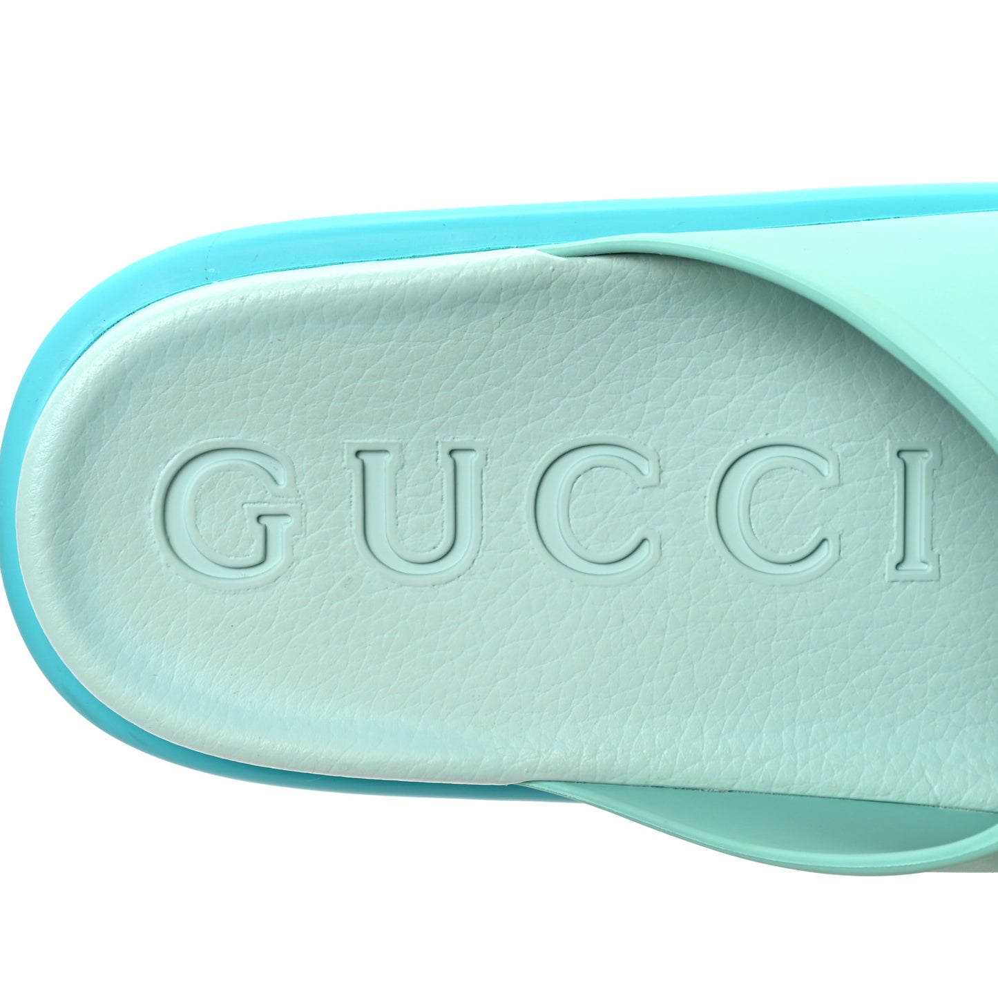 Soft Rubber Womens Interlocking G Platform 42mm Slide Sandals 38 Bright Aqua