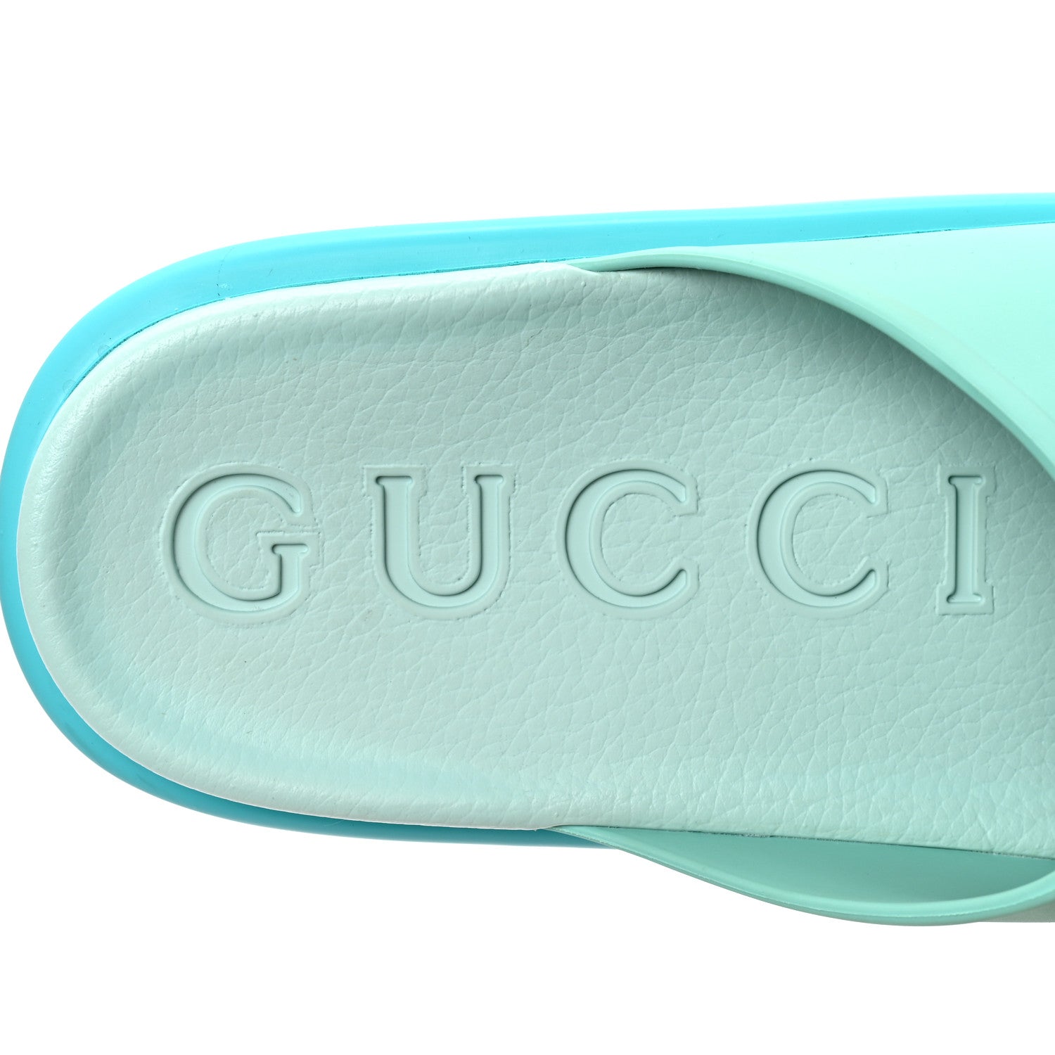 Gucci Soft Rubber Womens Interlocking G Platform 42mm Slide Sandals 38 Bright Aqua 7 of 7