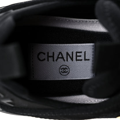 Chanel Velvet Calfskin Mixed Fibers CC Sneakers 38.5 Black 7 of 9