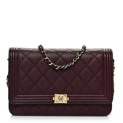 Chanel Caviar Quilted Boy Wallet On Chain WOC Dark Purple 1 of 9