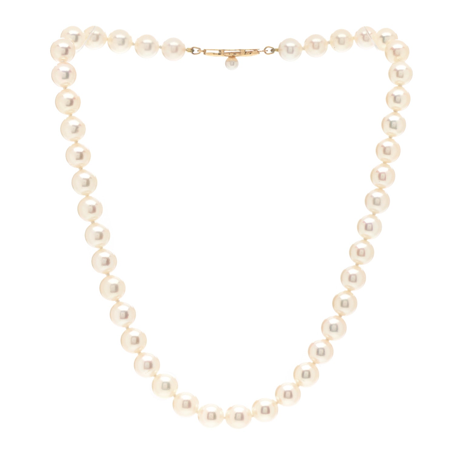 Mikimoto 18K Yellow Gold Akoya Pearl 7-7.5mm Strand Necklace 14" 3 of 5