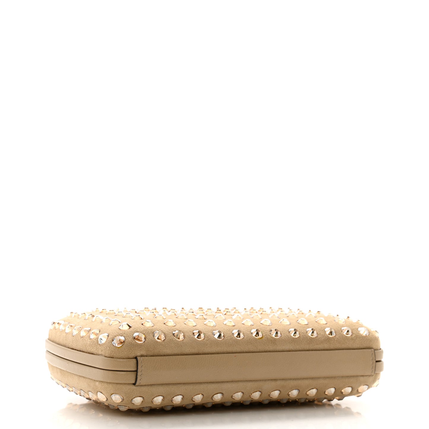 Suede Swarovski Crystal Clutch Beige