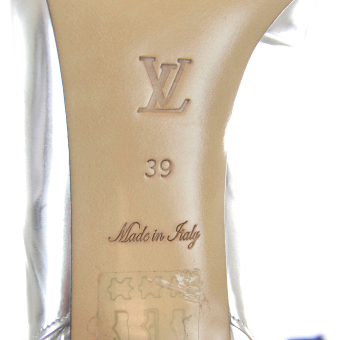 Leather Metallic Dress Sandals Heels 39 Silver