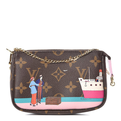 Louis Vuitton Monogram 2016 Christmas Animation Mini Pochette Accessories Rose Ballerine 1 of 8