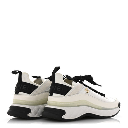 Chanel Velvet Calfskin Mixed Fibers CC Sneakers 39.5 Ivory Black 5 of 10