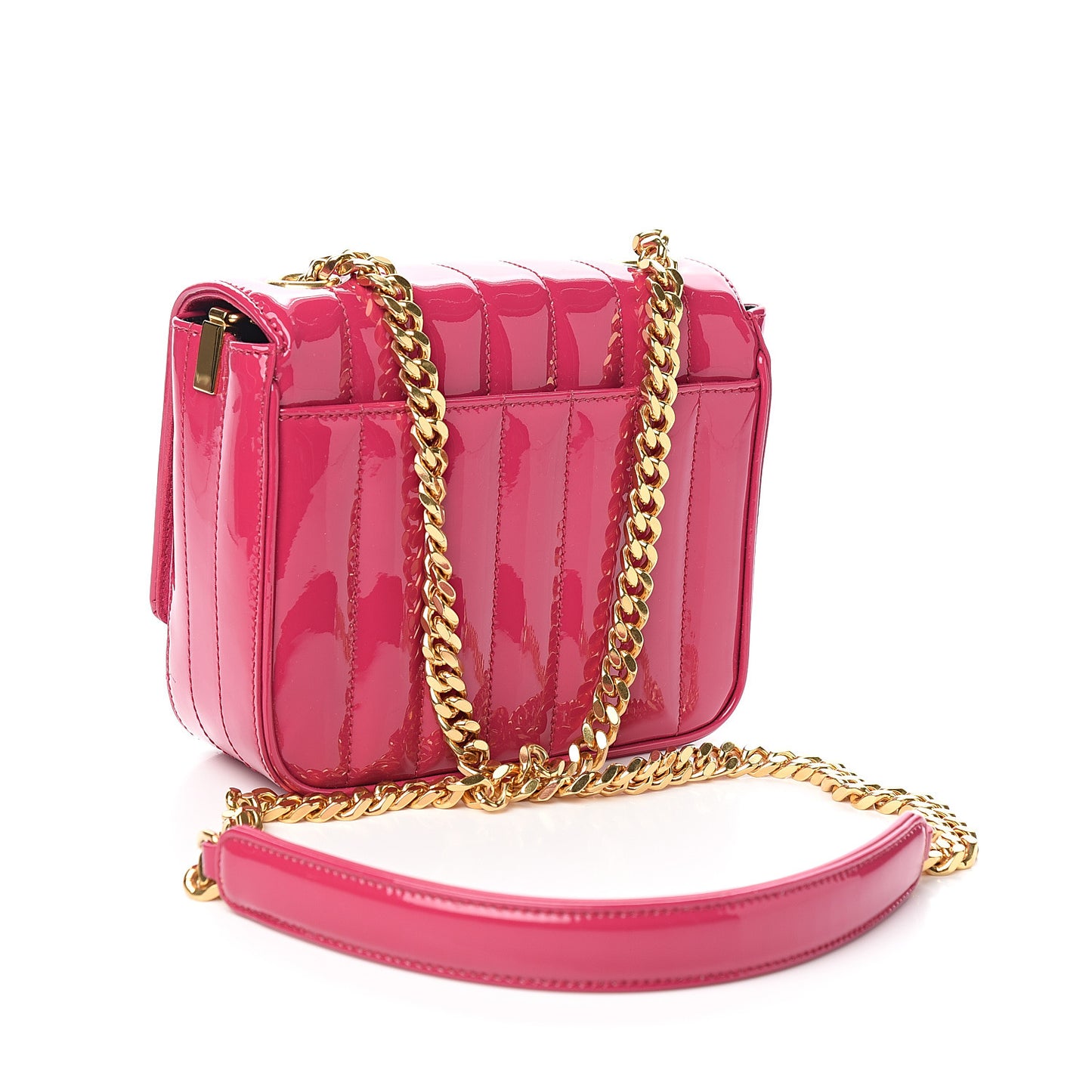 Patent Matelasse Monogram Small Vicky Chain Bag Bubblegum