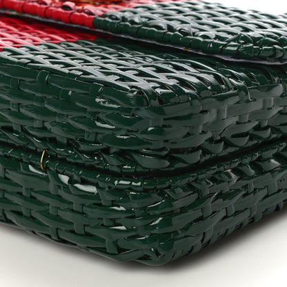 Gucci Glazed Wicker Stripe Small Cestino Shoulder Bag Green 11 of 13