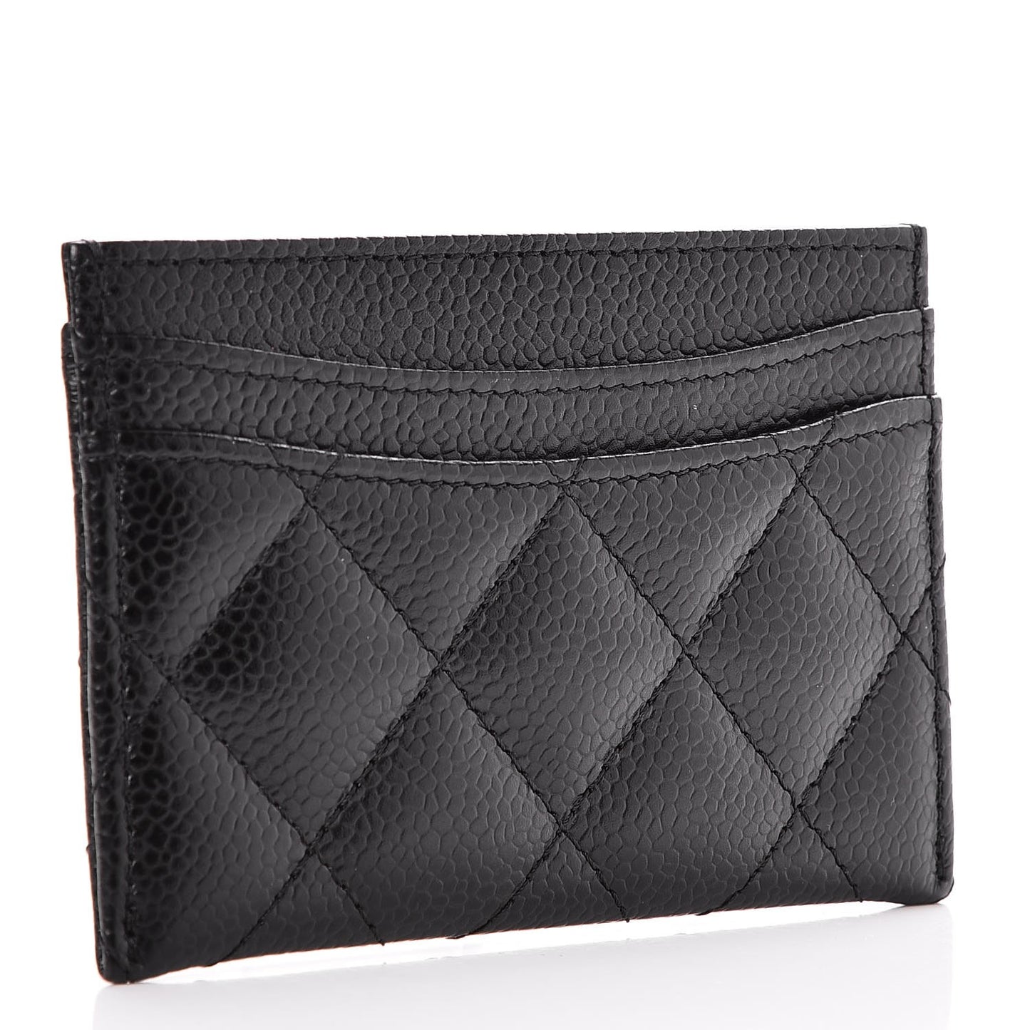 Caviar Quilted Card Holder Black