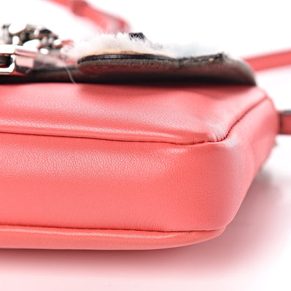 Fendi Nappa Rabbit Fox Fur Micro Buggie Baguette Coral 9 of 9