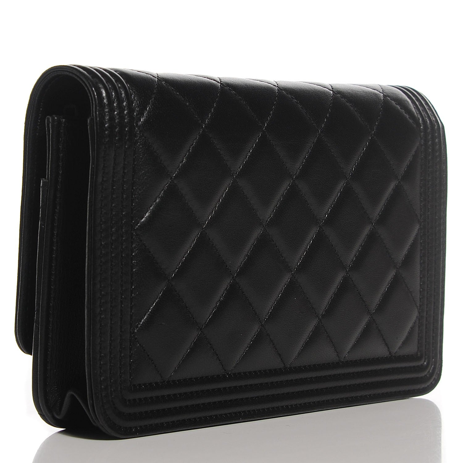 Chanel Lambskin Quilted Boy Wallet On Chain WOC Black 3 of 9