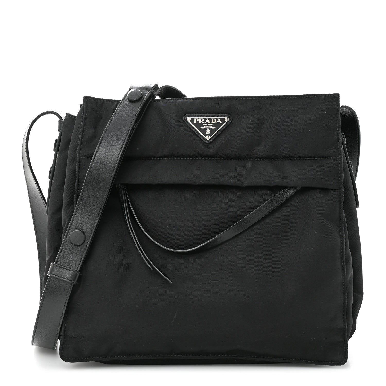 Prada Tessuto Nylon Front Pocket Messenger Bag Black 1 of 12
