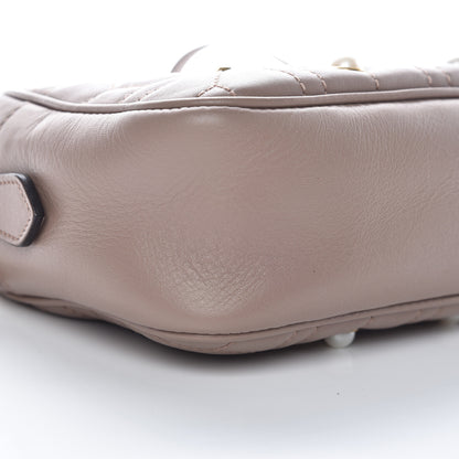 Gucci Calfskin Matelasse Studded Small Pearly GG Marmont Chain Shoulder Bag Porcelain Rose 5 of 9