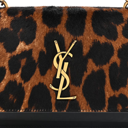 Saint Laurent Pony Hair Calfskin Leopard Print Monogram Sunset Chain Wallet Black 7 of 10
