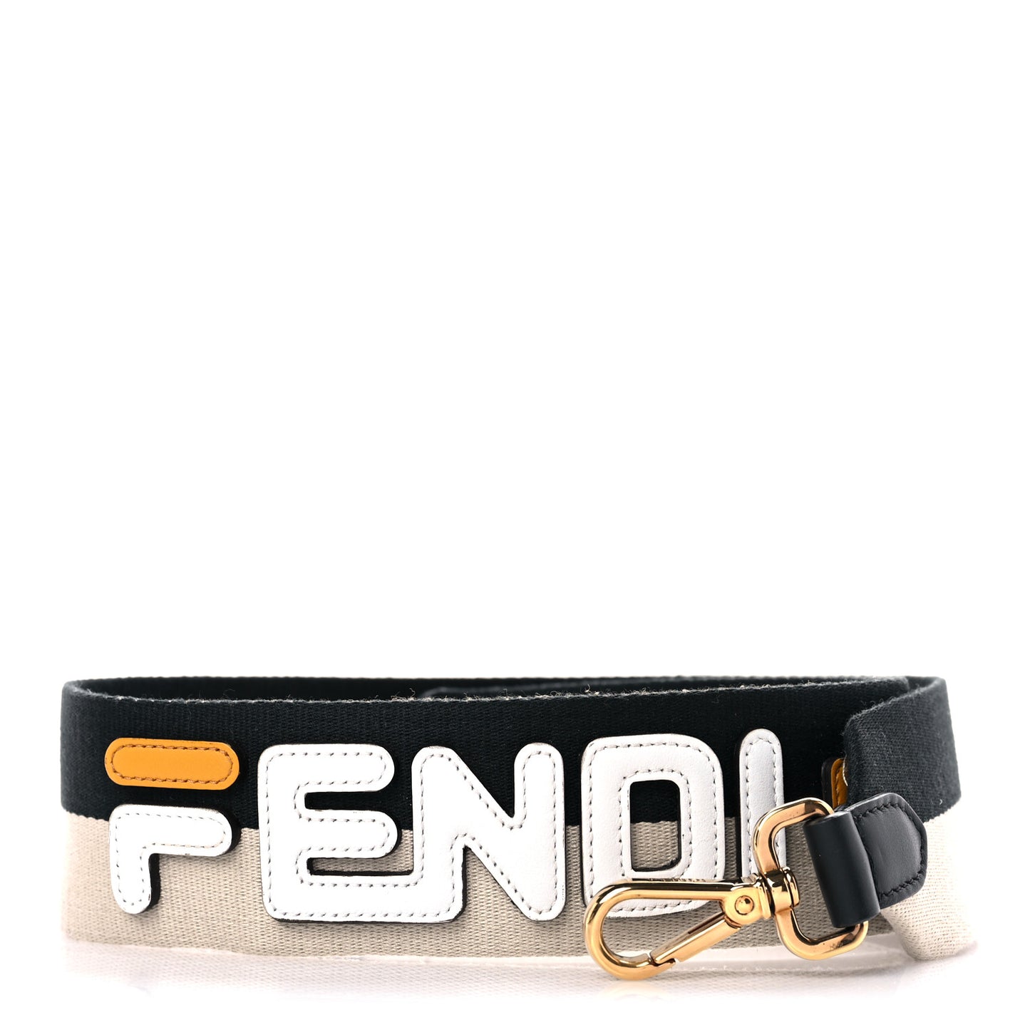 X FILA Canvas Calfskin Mania Strap You Beige Black