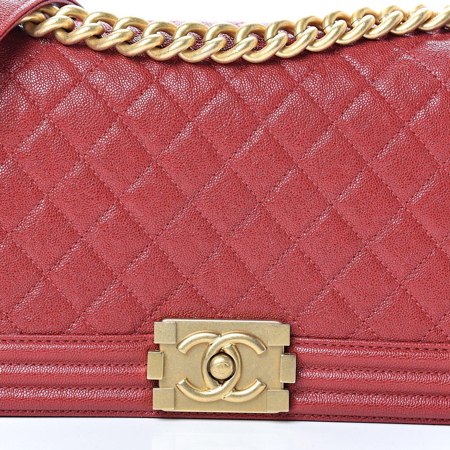 Caviar Quilted Medium Boy Flap Red