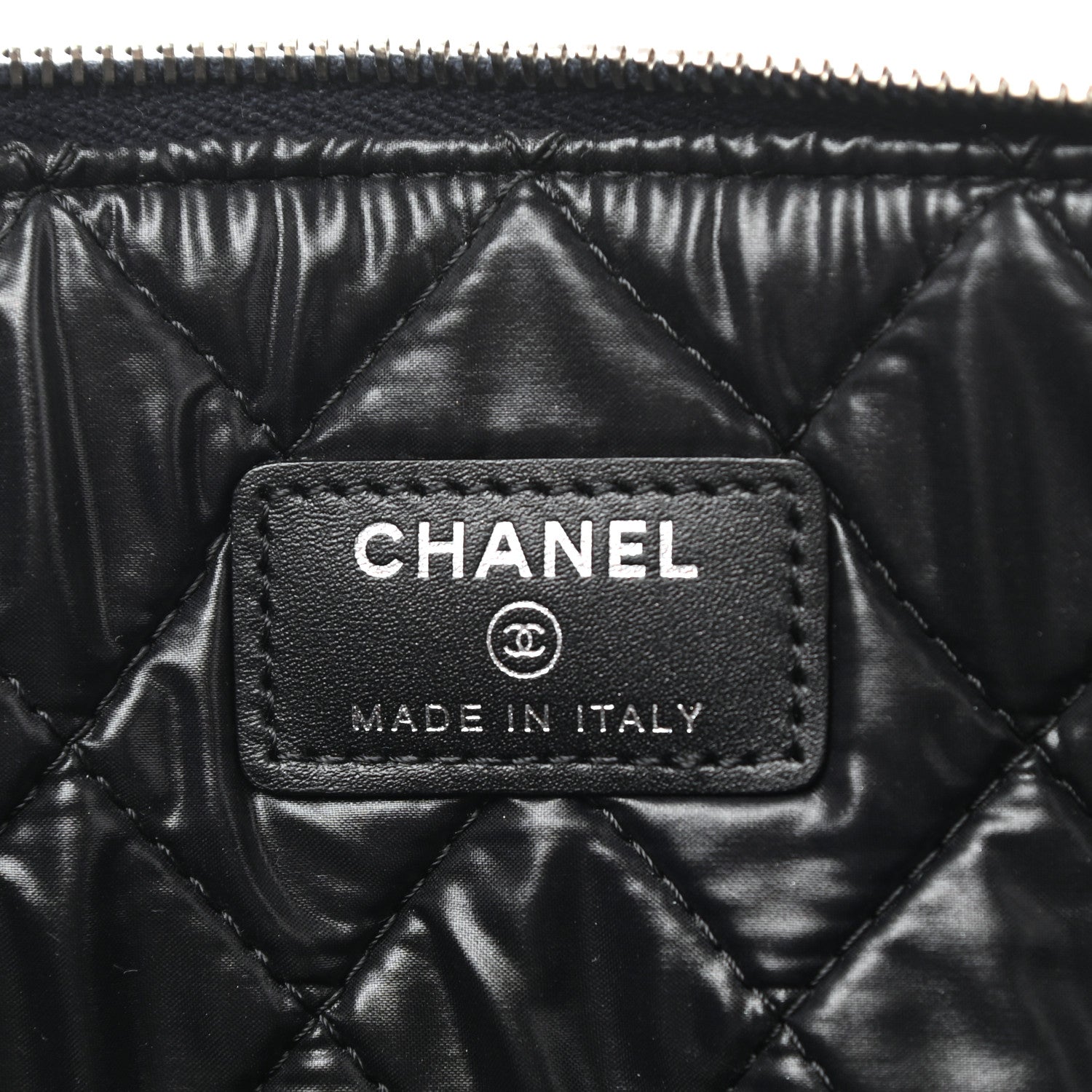 Chanel Calfskin Large Bicolor Cosmetic Case Black Navy 5 of 7