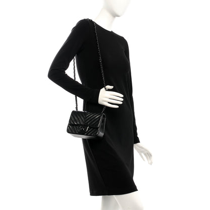 Chanel Lambskin Chevron Quilted Mini Square Flap So Black 2 of 8