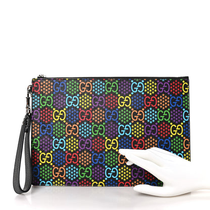 Gucci GG Supreme Monogram Psychedelic Zip Wristlet Pouch Black Multicolor 2 of 9