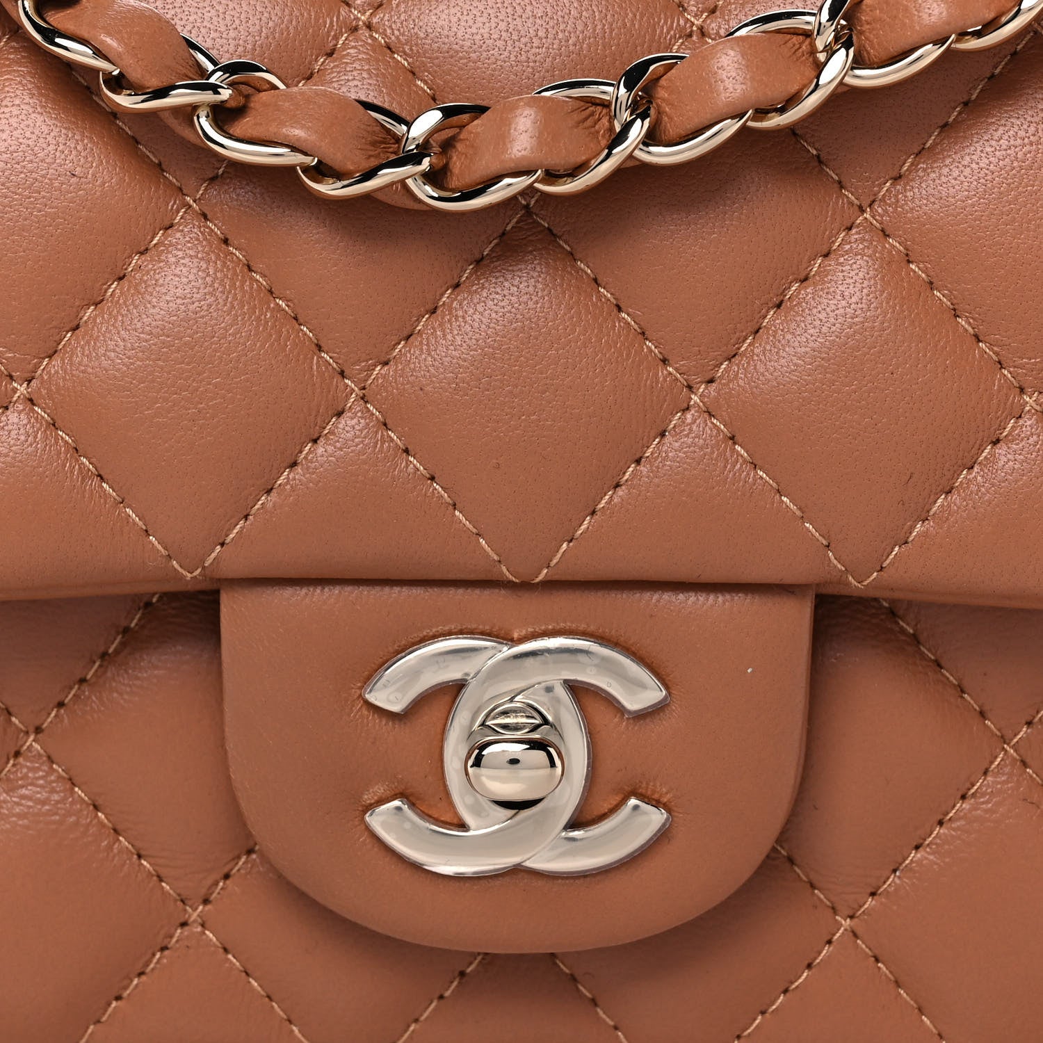 Chanel Lambskin Quilted Mini Rectangular Flap Brown 8 of 11