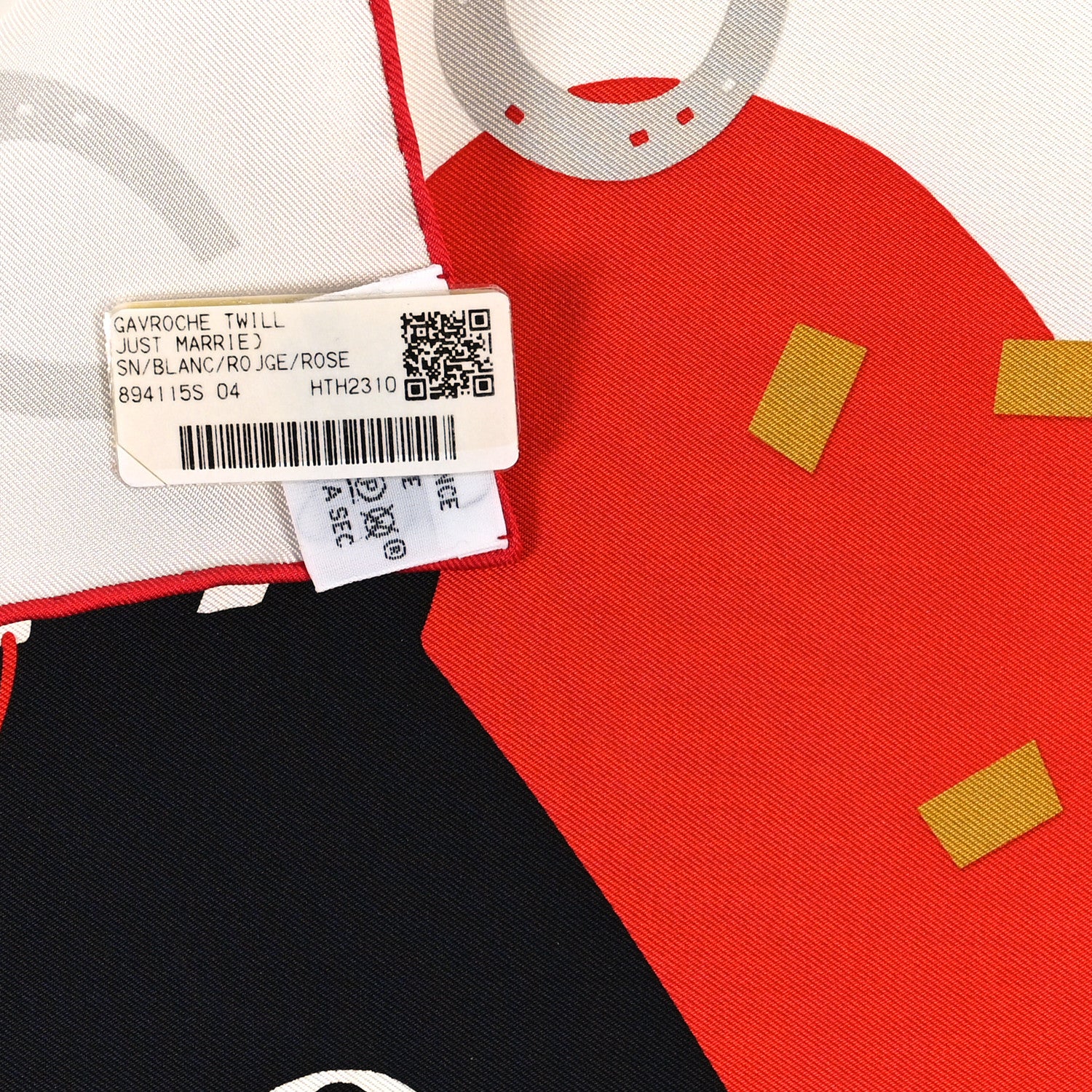 Hermes Silk Gavroche Just Married Scarf 45 White Rogue Rose 3 of 3