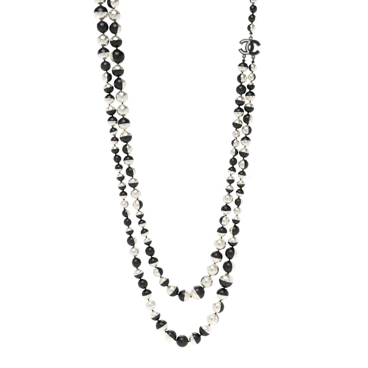 Chanel Pearl CC Long Necklace Silver Grey 1 of 4