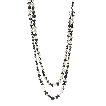 Chanel Pearl CC Long Necklace Silver Grey 1 of 4