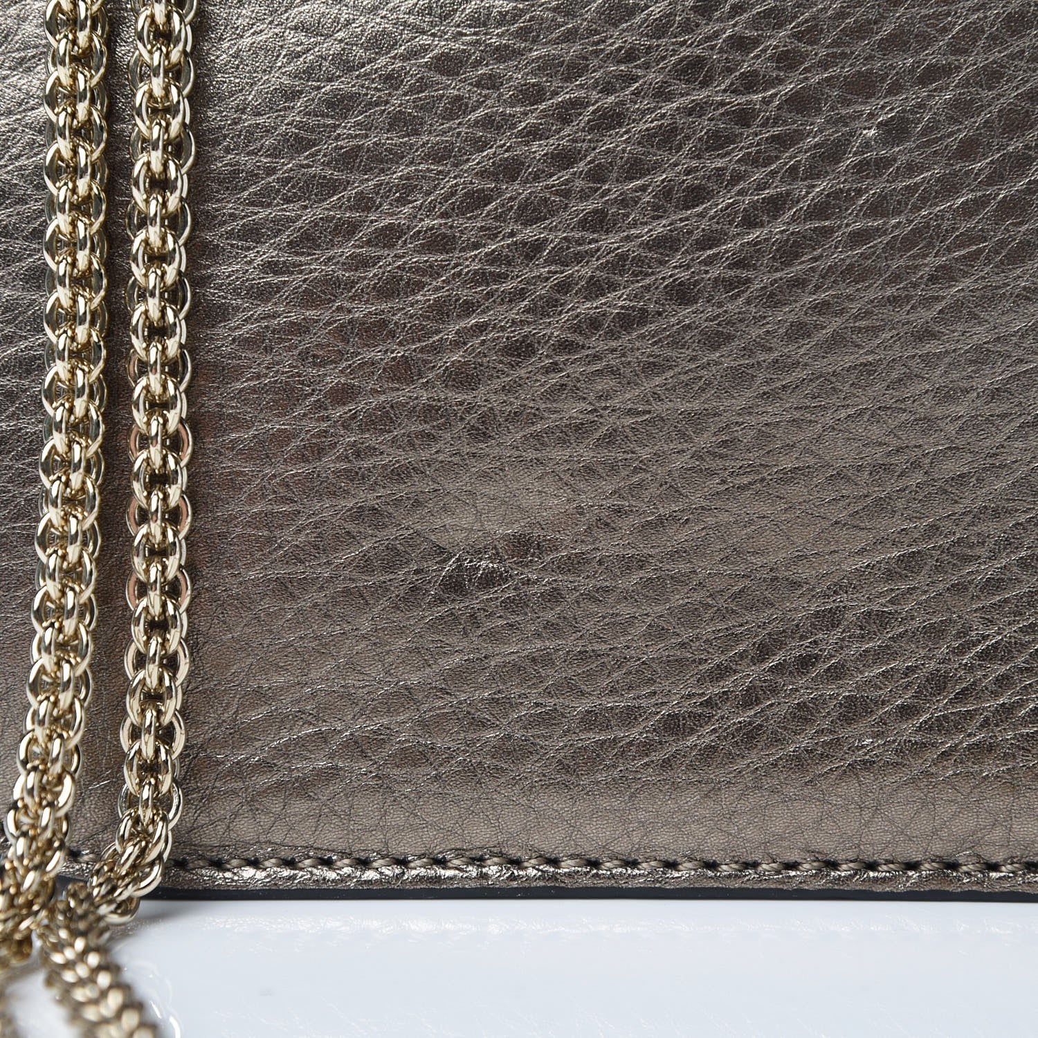 Valentino Garavani Metallic Vitello Small Glam Lock Rockstud Flap Sasso 8 of 8