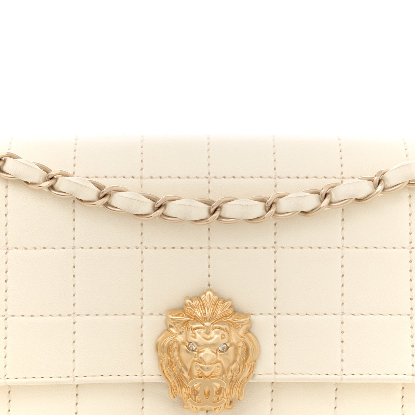 Lambskin Chocolate Bar Leo Lion Flap White