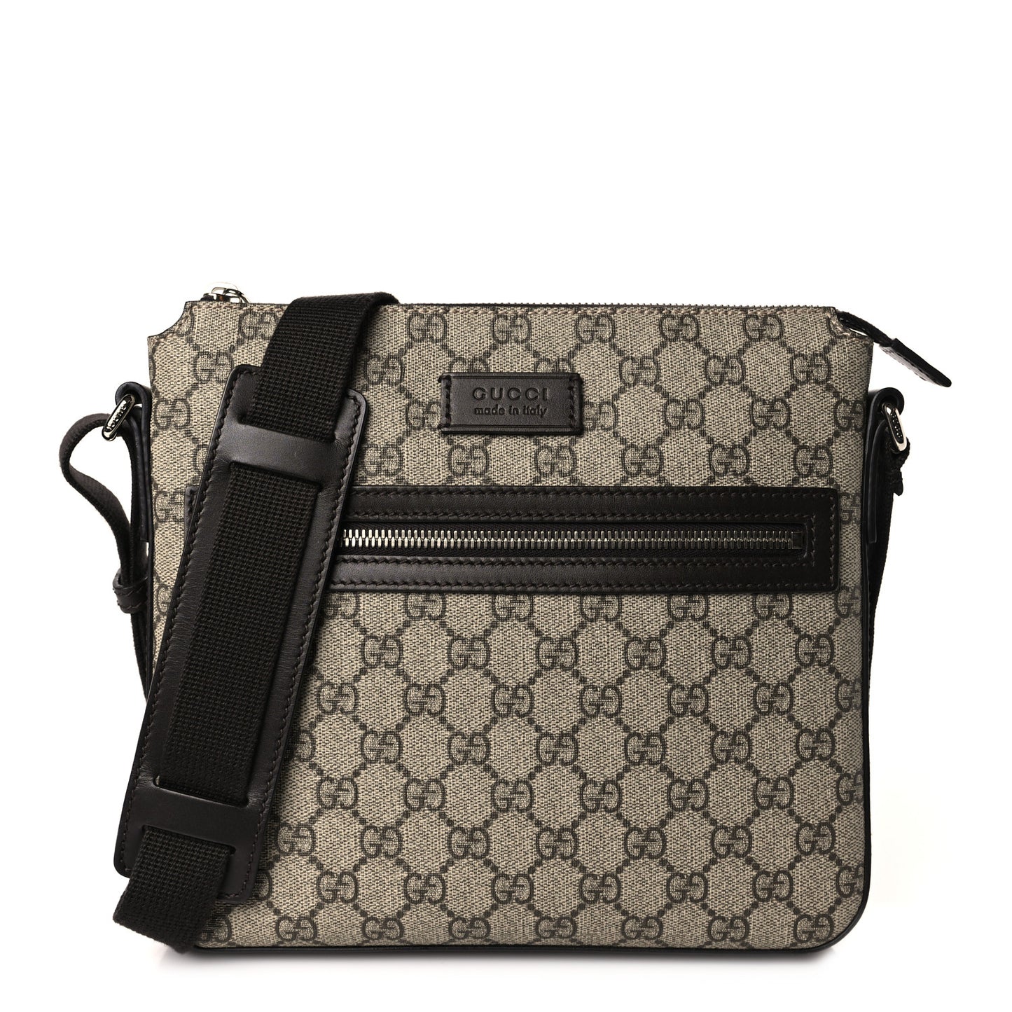 GG Supreme Monogram Selleria Calfskin Small Flat Messenger Bag Beige Ebony Cocoa Marrone Scuro