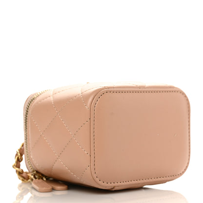 Chanel Lambskin Quilted Top Handle Mini Vanity Case With Chain Beige 4 of 9