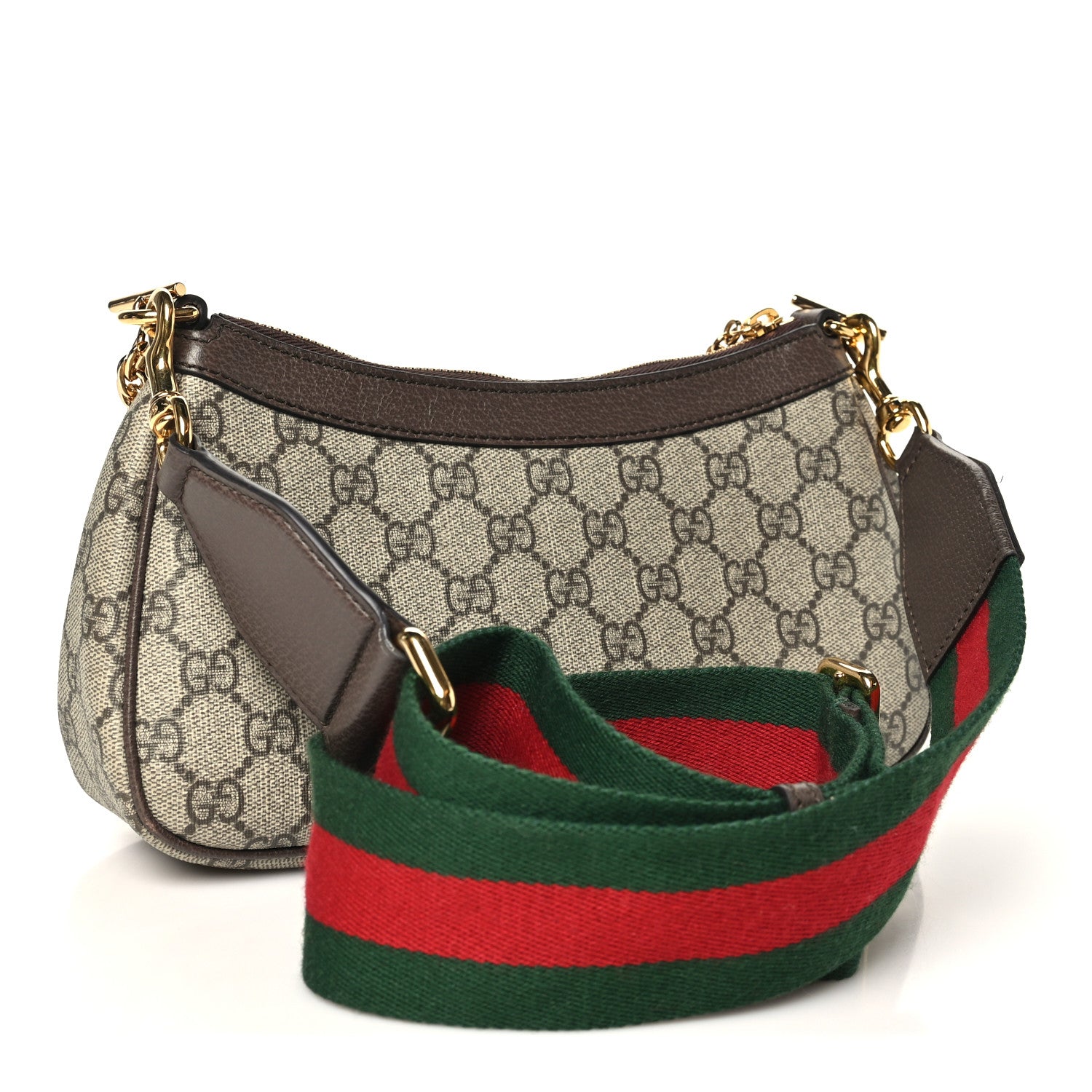 Gucci GG Supreme Monogram Textured Dollar Calfskin Web Small Ophidia GG Handbag Beige Ebony New Acero 3 of 10