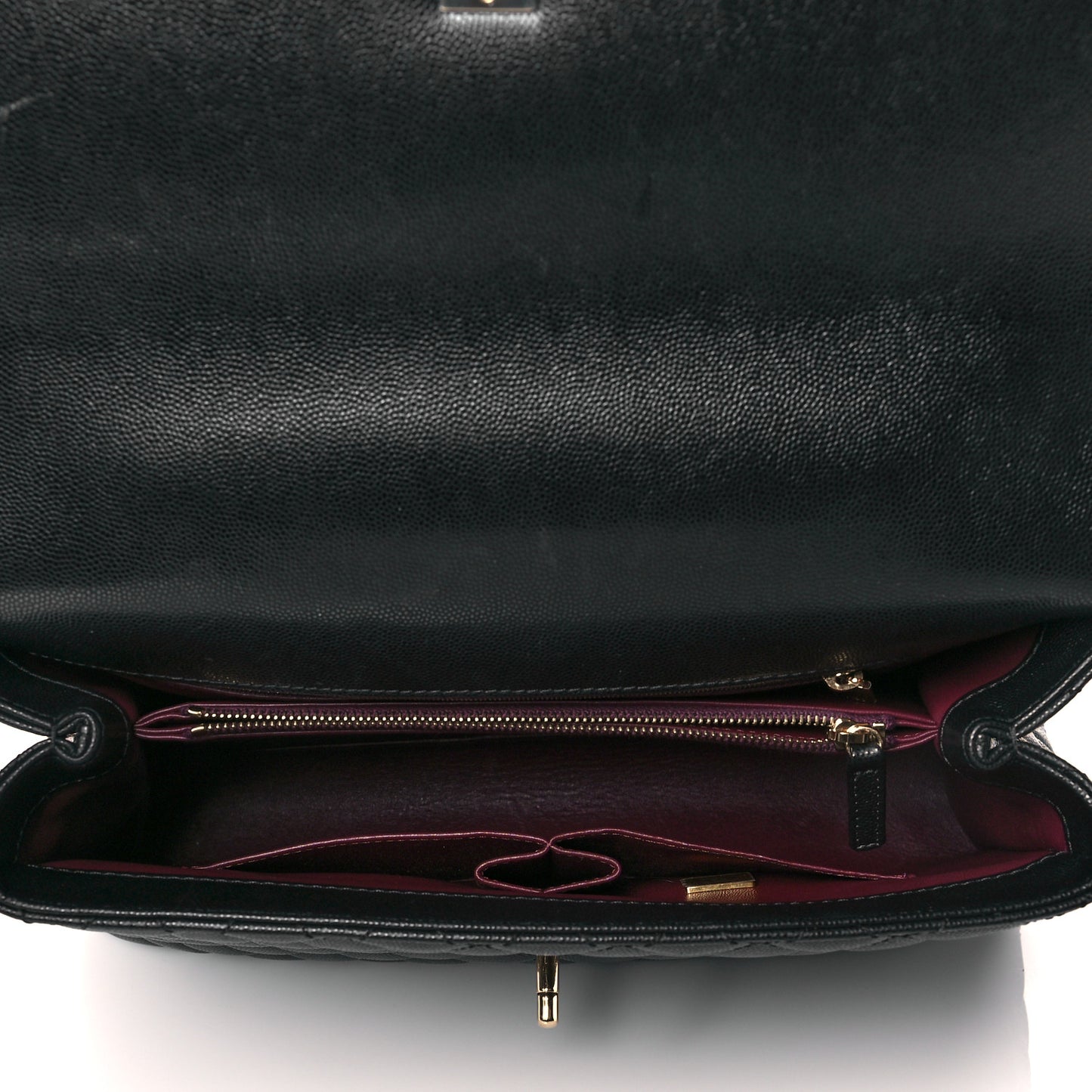 Caviar Quilted Medium Coco Handle Flap Black