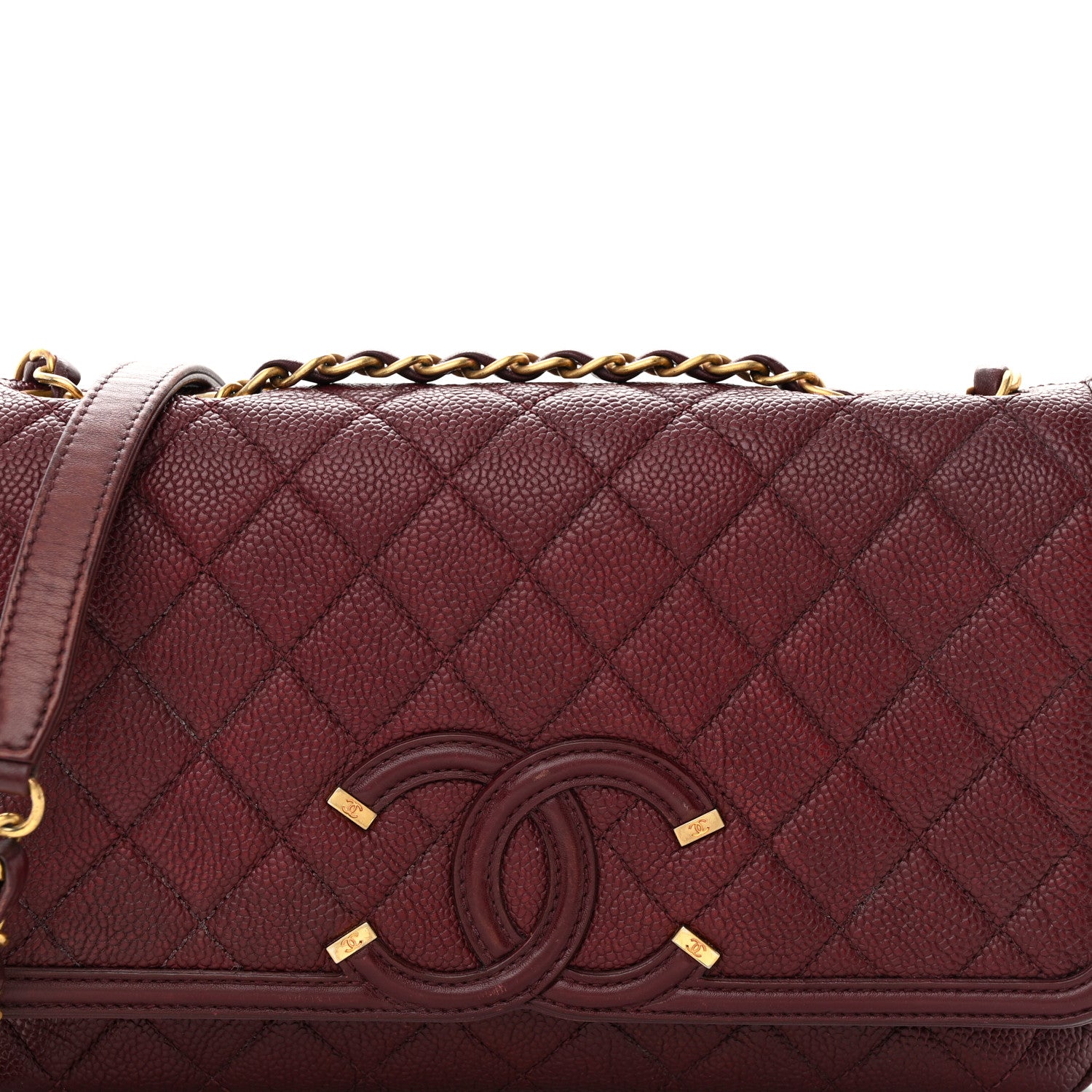 Chanel Caviar Quilted Medium CC Filigree Flap Burgundy 8 of 14