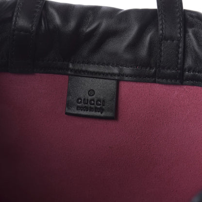 Gucci Grained Calfskin Logo Drawstring Backpack Box Pink Green Black 7 of 10