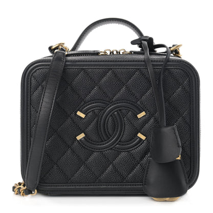Chanel Caviar Quilted Medium CC Filigree Vanity Case Black 1 of 9