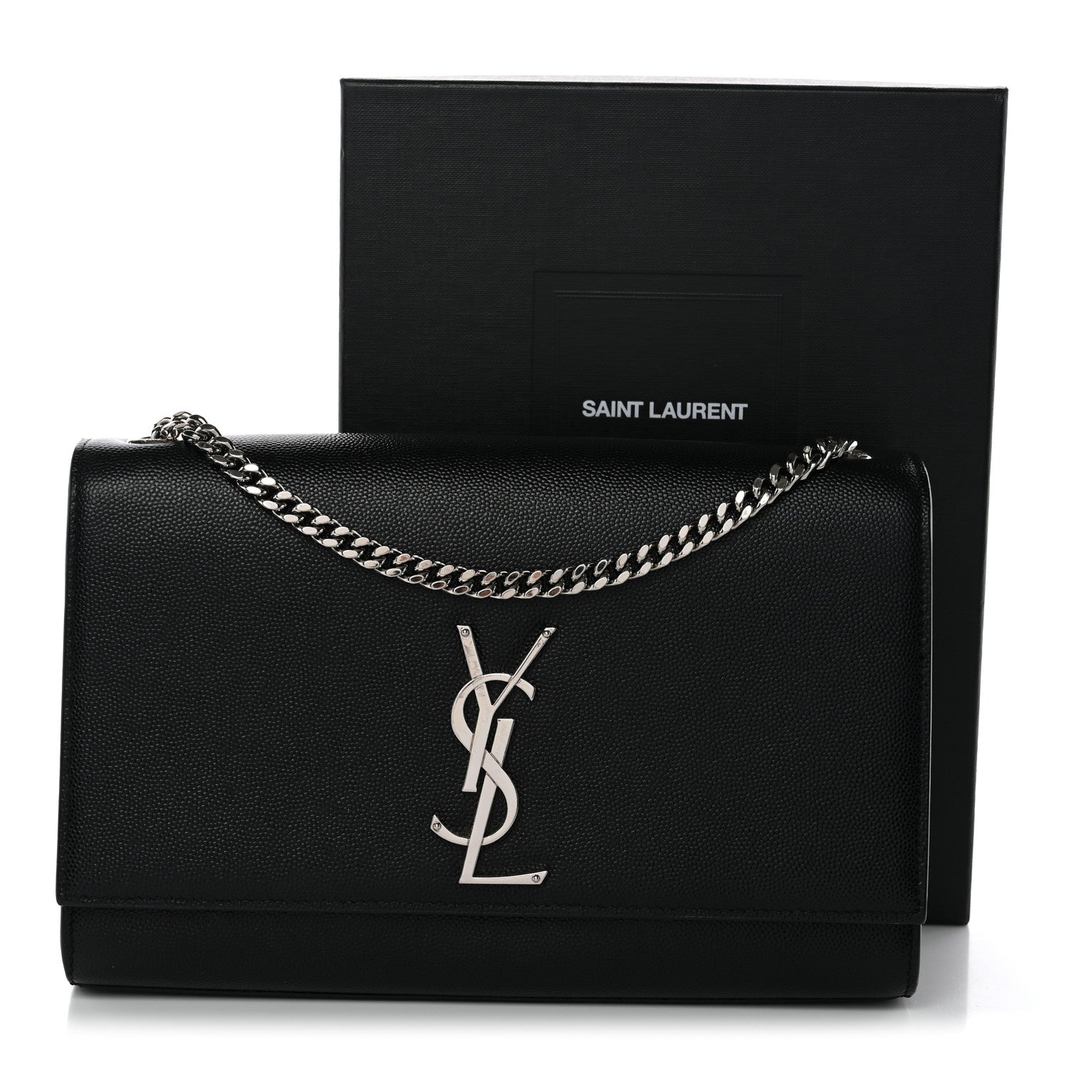 Saint Laurent Grain De Poudre Medium Classic Monogram Kate Satchel Black 15 of 15