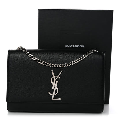 Saint Laurent Grain De Poudre Medium Classic Monogram Kate Satchel Black 15 of 15