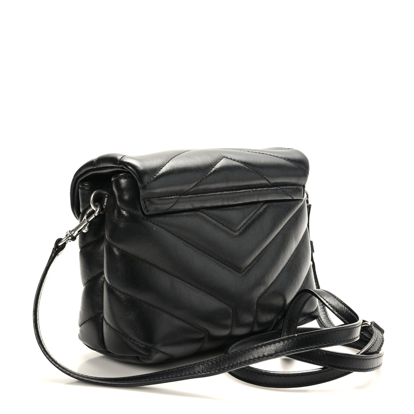 Calfskin Y Quilted Monogram Toy Loulou Crossbody Bag Black