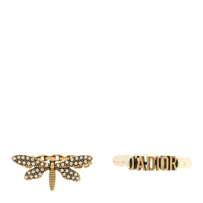 Christian Dior Metal Pearl J'Adior Dragonfly Ring Set 54 7 Gold 1 of 4