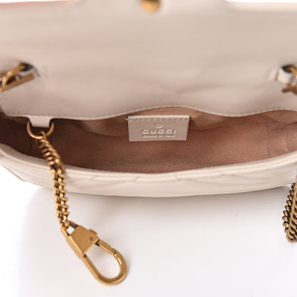 Gucci Calfskin Matelasse Super Mini GG Marmont Shoulder Bag White 5 of 11