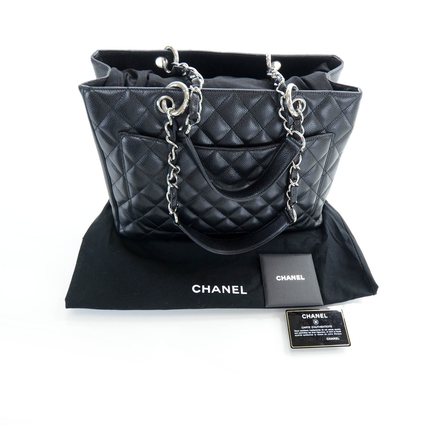 Caviar Quilted Grand Shopping Tote GST Black