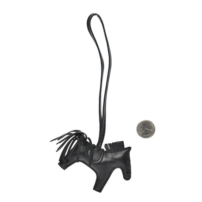 Hermes Milo Lambskin Grigri Rodeo Horse Bag Charm PM So Black 2 of 5