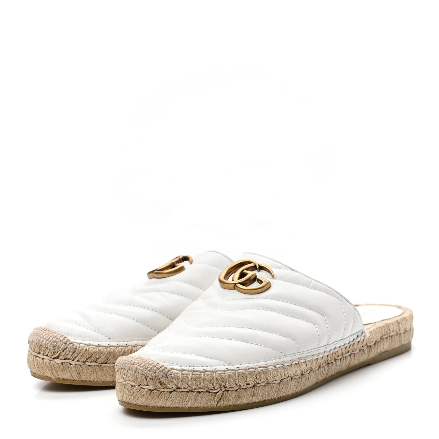 Gucci Nappa Matelasse GG Marmont Espadrille Slippers 40 Great White 3 of 10