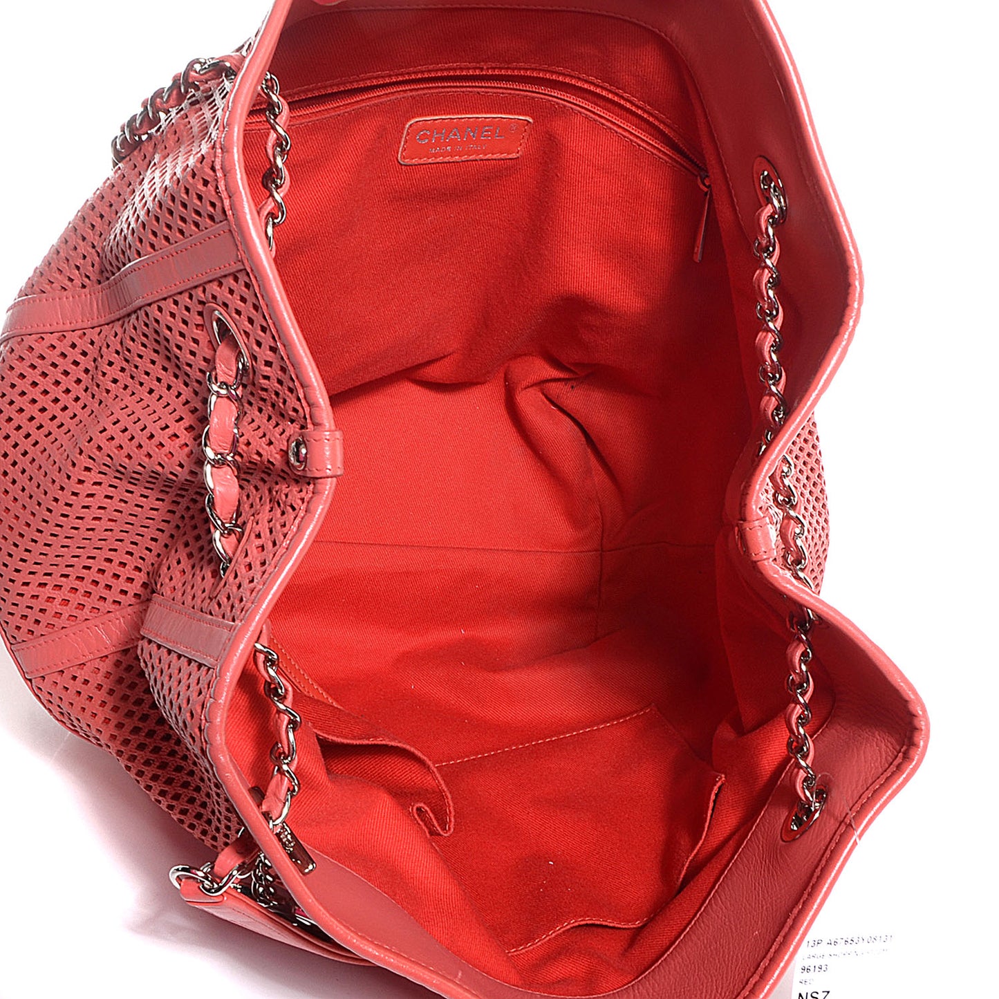 Calfskin Perforated Up In The Air North South Tote Red
