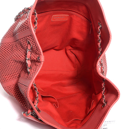 Chanel Calfskin Perforated Up In The Air North South Tote Red 5 of 7
