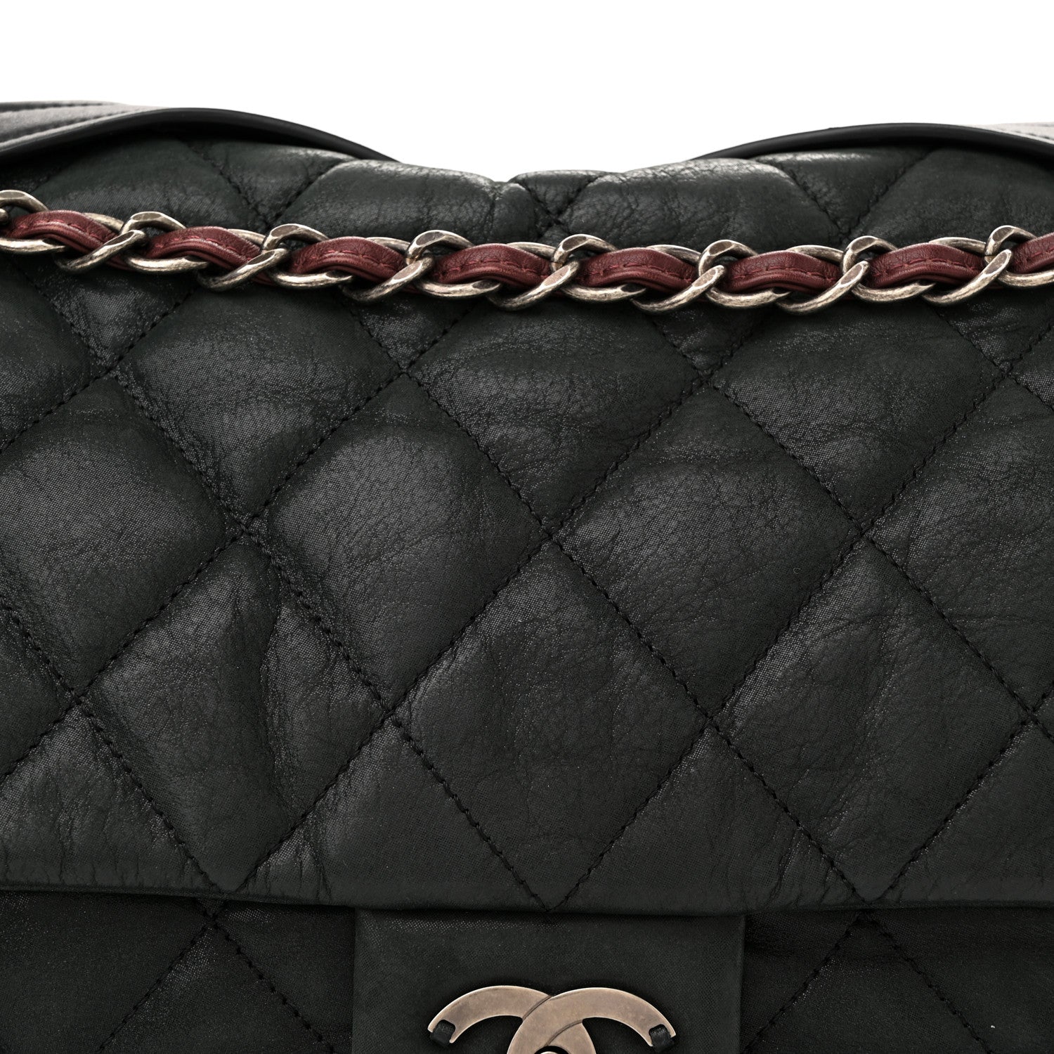 Chanel Iridescent Calfskin In The Mix Jumbo Flap Green Black 8 of 12