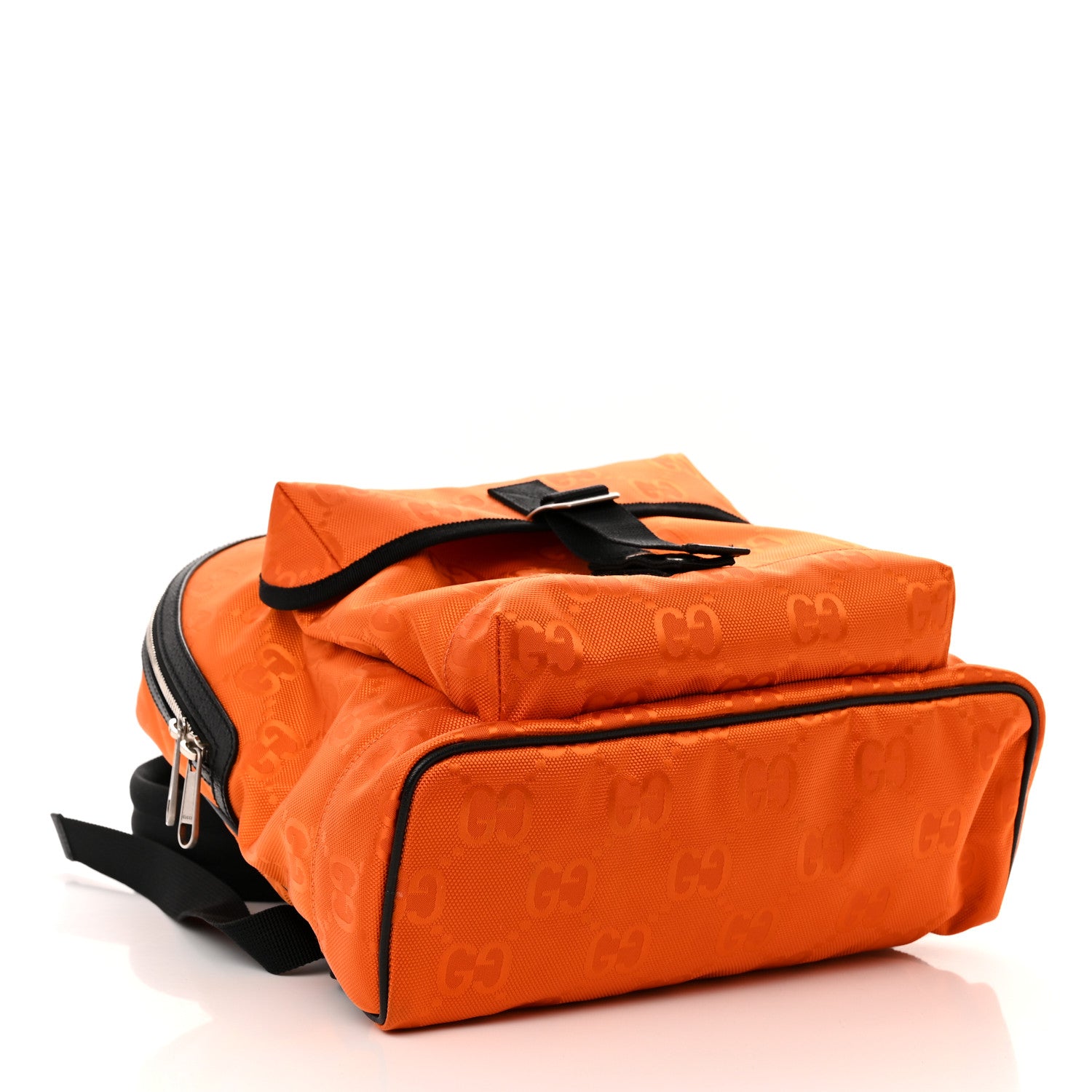 Gucci Econyl Nylon Monogram Off The Grid Backpack Carrot Orange Black 4 of 10