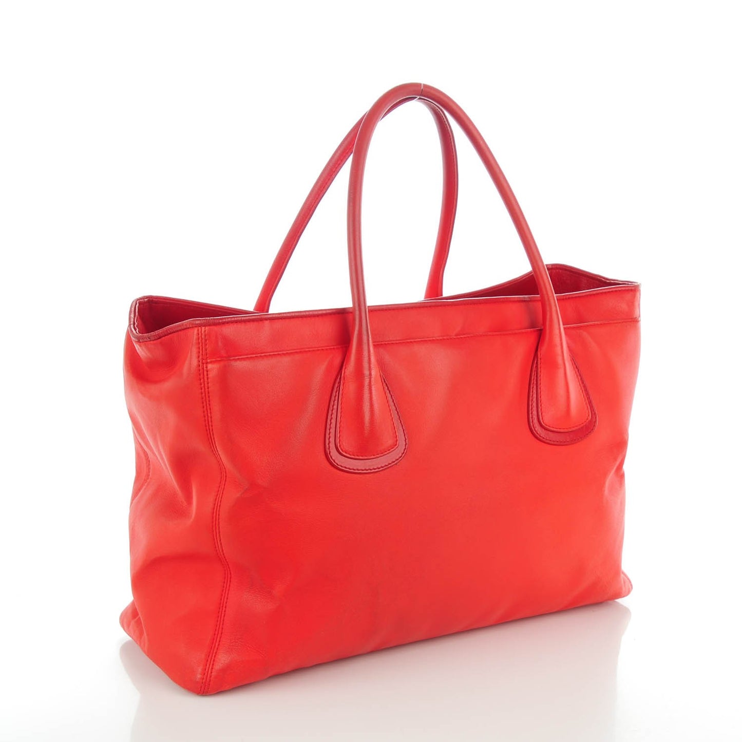 Lambskin Executive Cerf Shopper Tote Red
